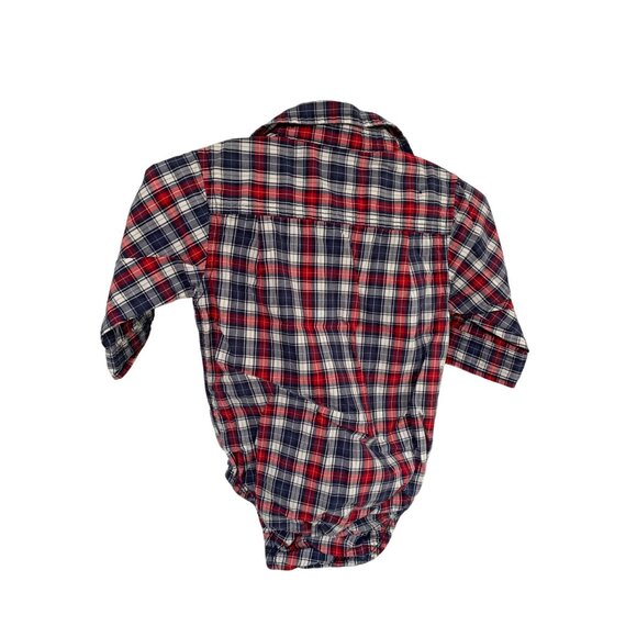 Oshkosh bgosh Boys Infant Baby Size 6 Months Blue Red Shirt Plaid Button Up 1 Pi - Picture 4 of 4